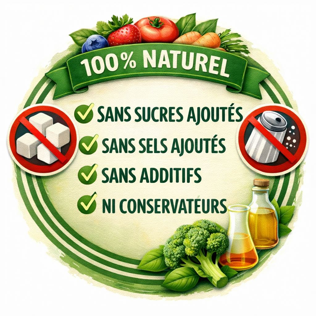 Aliments Nutrify Blendsgaranties sans sucre ajoutés, sans sels ajoutés, sans additifs ni conservateurs
