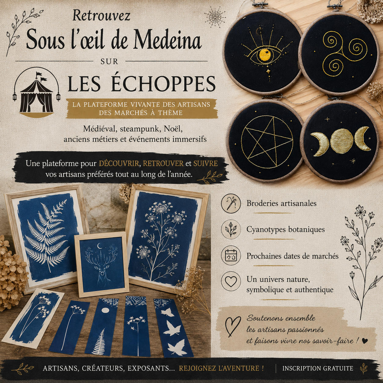 Les echoppes : la plateforme vivante des artisans , des marchés à theme , medieval, steampunk, evenements immersifs