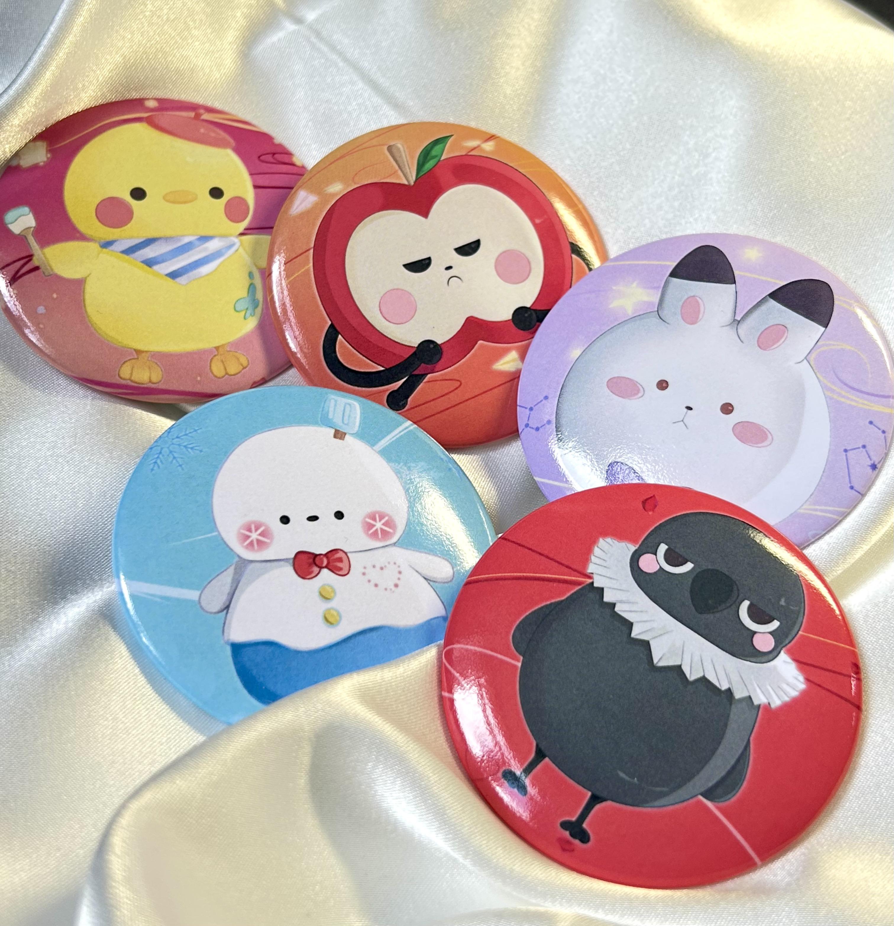 Badge illustré cute fanart love and deepspace bunbun grumpy crow happy snowman artsy bird
