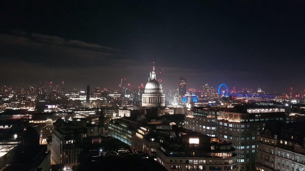 London skyline in the night with St Pauls Cathedral in the background. elenadaniilidou.com 