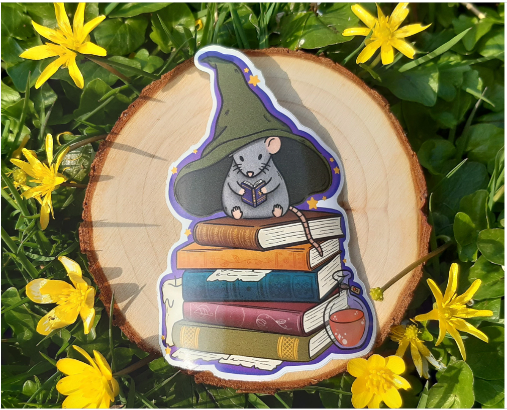 Picture of a wizard rat sticker.