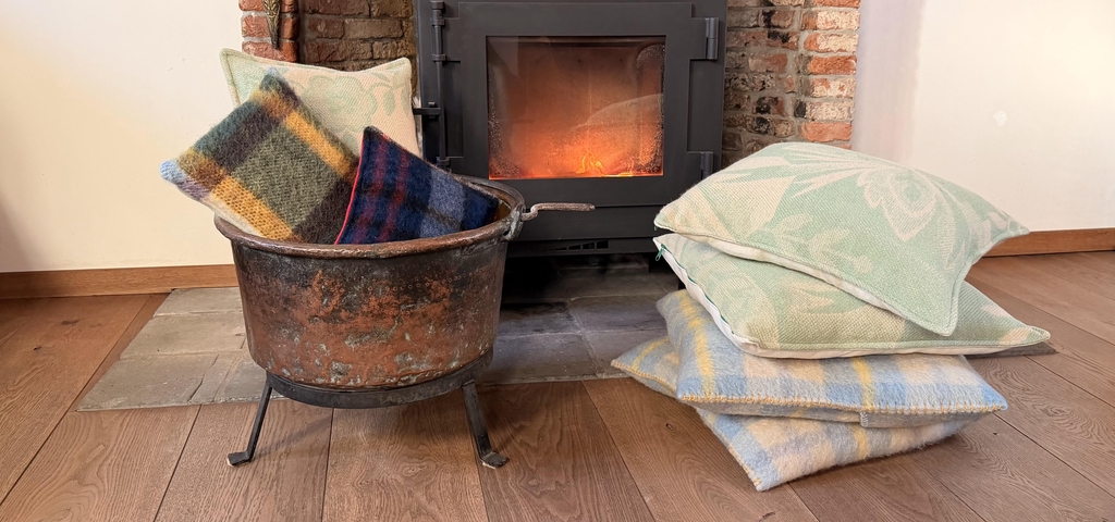 Kussens gemaakt van vintage wollen dekens