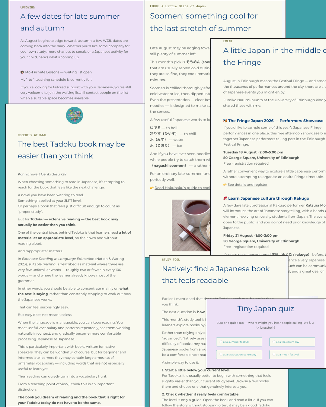 WJJL newsletter preview featuring “The best Tadoku book may be easier than you think”.