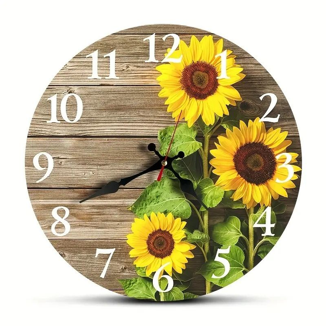 horloge murale tournesol, mouvement quartz silencieux silencieuse sans tic-tac diamètre 20cm