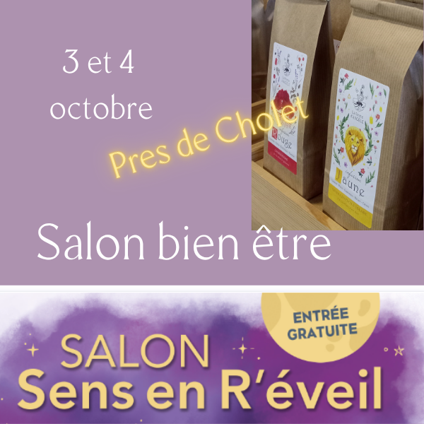 Dégustation gratuite lors du salon bien être de St leger sous cholet Infusions artisanales biologiques de la ferme d'angele