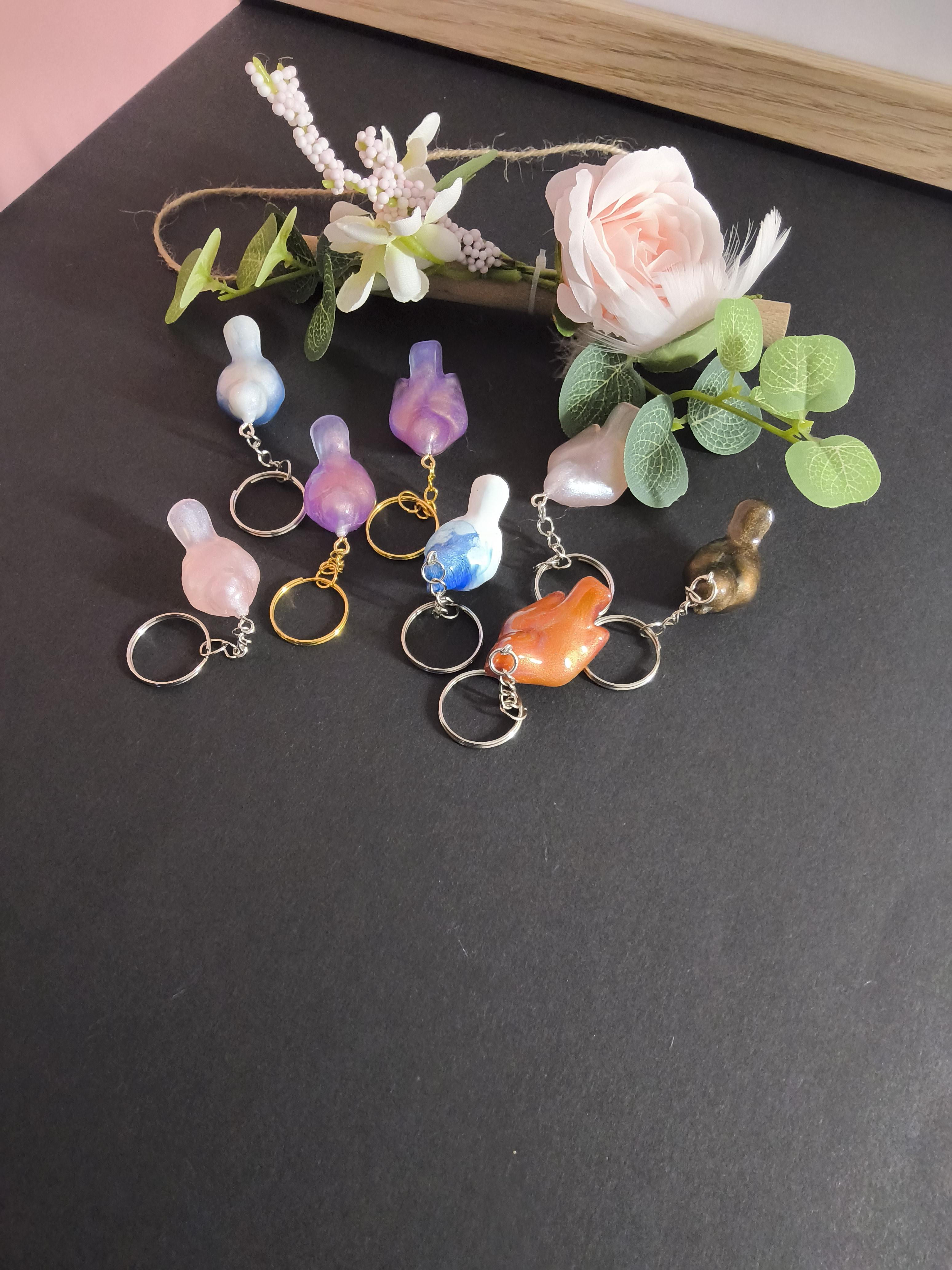 Porte clé oiseaux en résine époxy