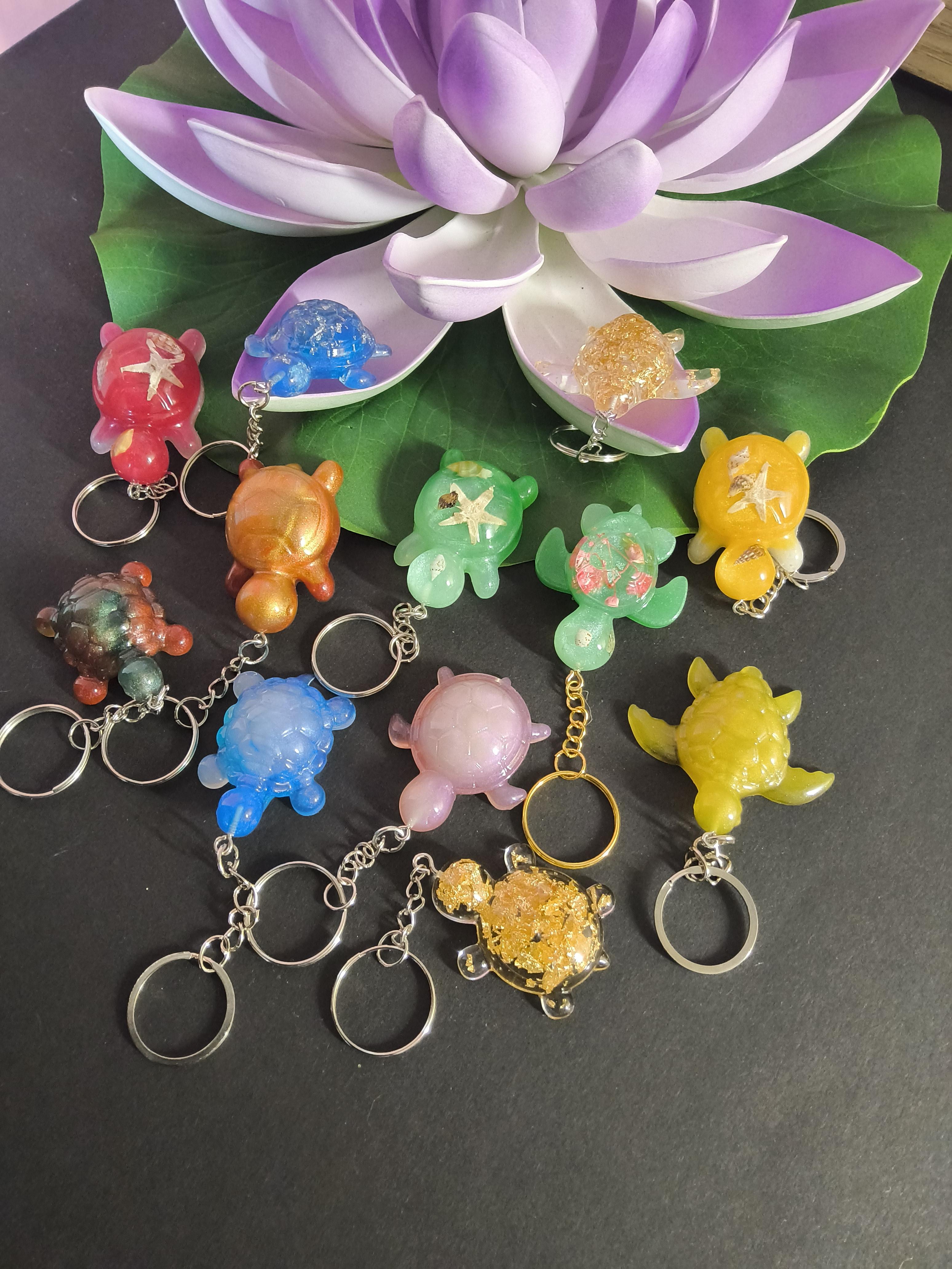 Porte clé tortue en résine epoxy