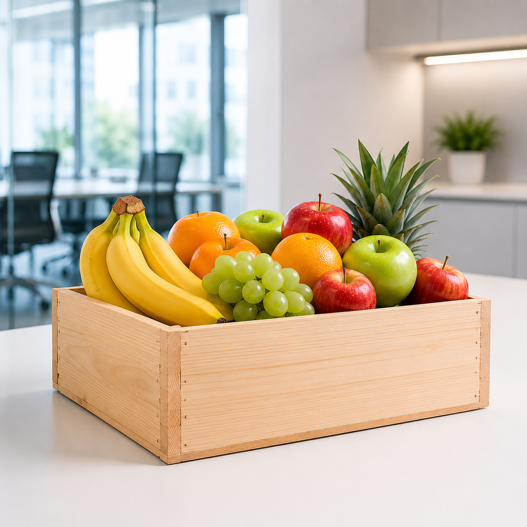 Fresh Fruit Boxes for Offices Gibraltar.  Fresh fruit baskets and healthy office snack boxes delivered across Gibraltar for workplaces and businesses.
