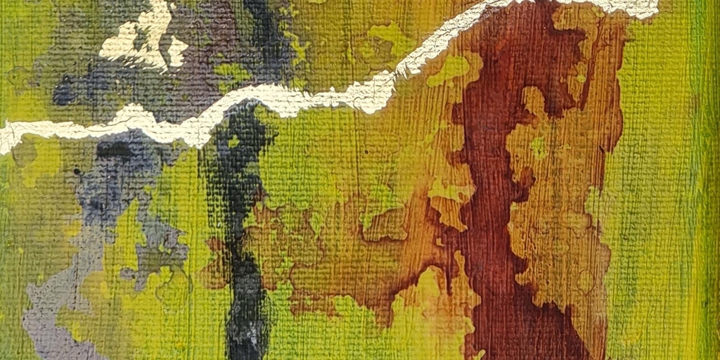 Detail of painting 'Gold Run 1' in acrylic and mixed media Painted By Clare