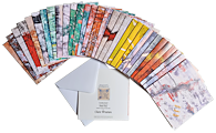 Array of greeting cards with designs from Clare's paintings