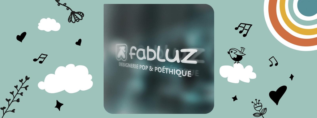 Logo Fabluz, Designerie Pop & Poéthique | Atelier Créactif d’illustrations et objets artisanaux