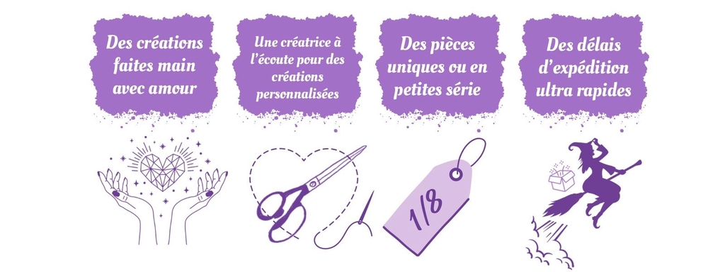 Créations faites main, créations personnalisées, pièces uniques ou en petite série, délais d'expédition rapides
