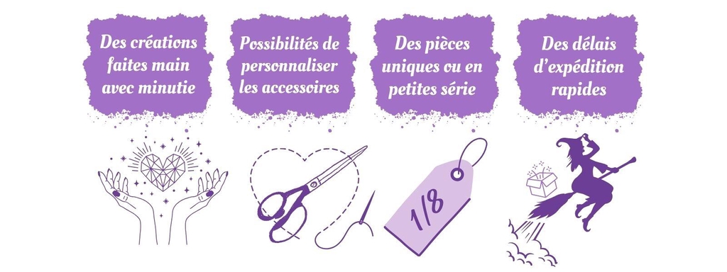 Créations faites main, créations personnalisées, pièces uniques ou en petite série, délais d'expédition rapides
