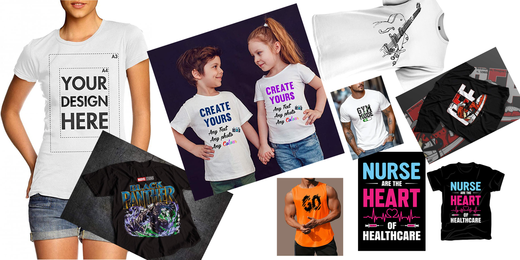 computer embroidery and printing on T-shirts along with printing on mugs