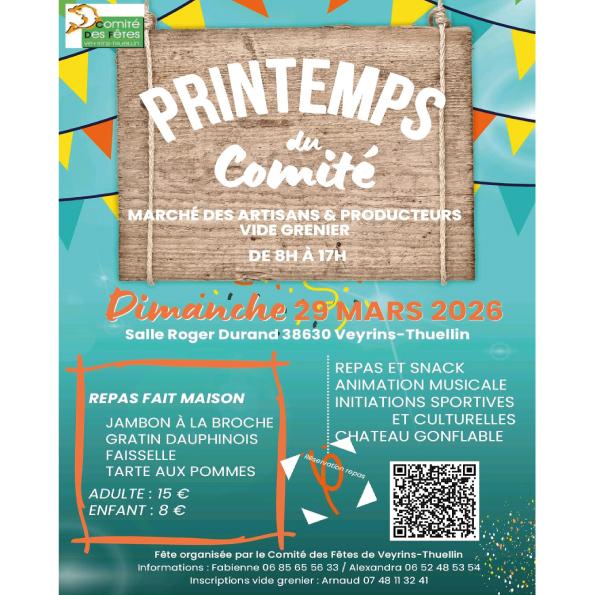 Printemps du Comité
Dimanche 29 Mars

Veyrins-Thuellin (38)
De 8h à 17h
Salle Roger Durand