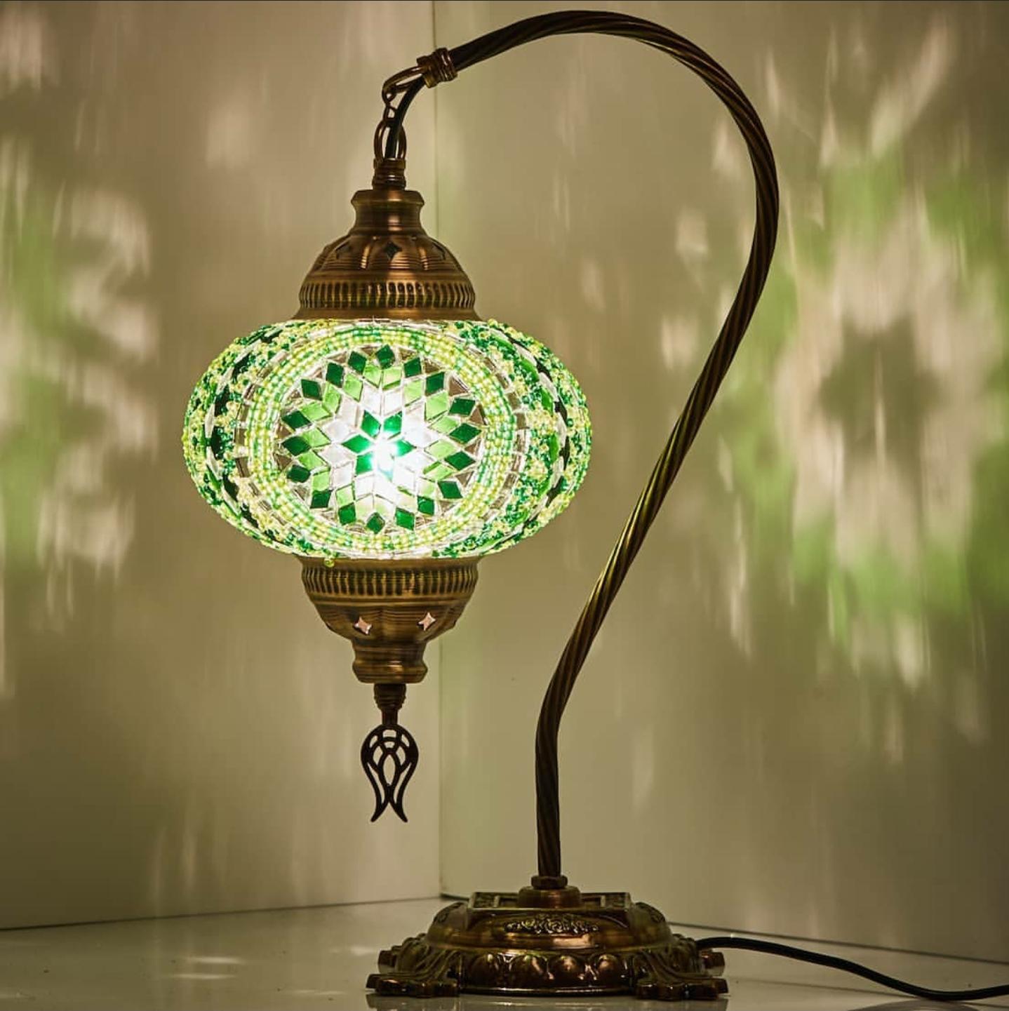 Small Mosaic Swanneck Lamps