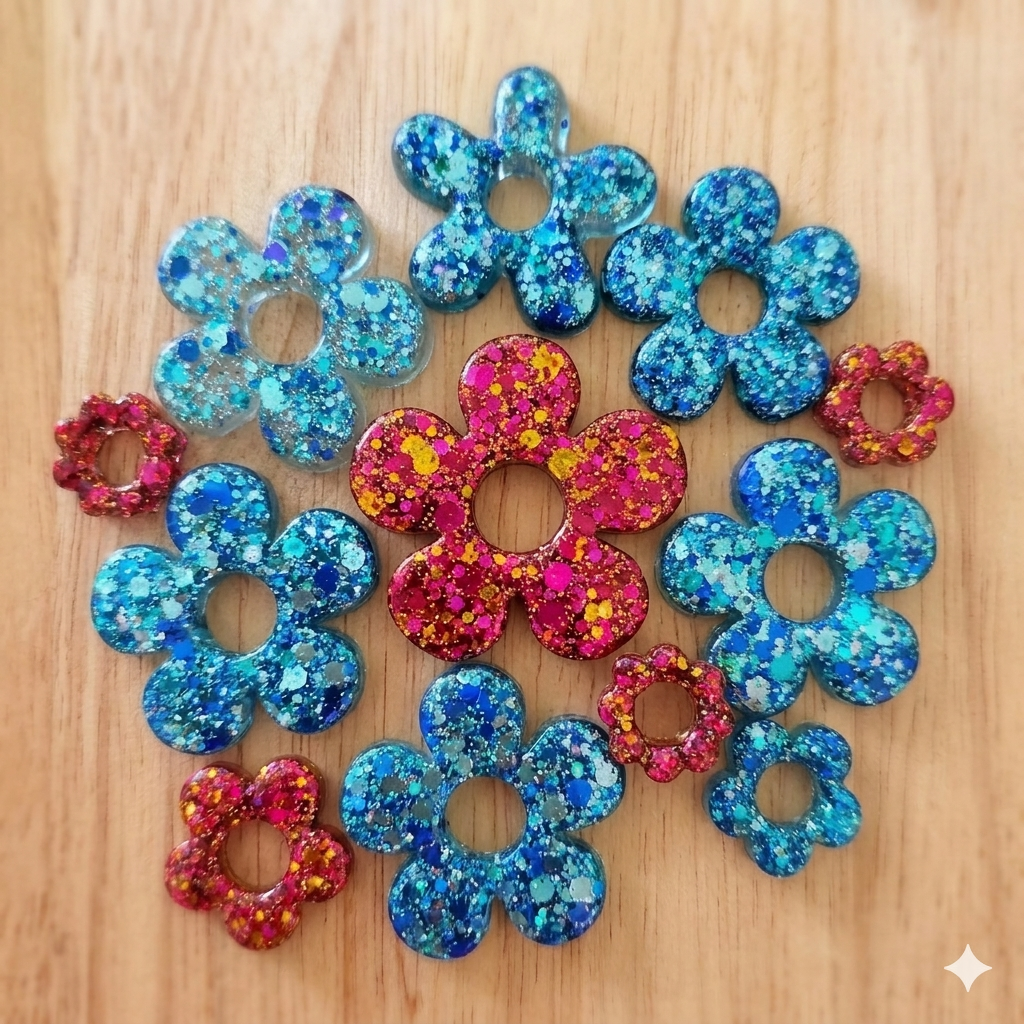 Boucles d'oreilles pampilles artisanales en résine. Bijoux légers et colorés faits main en France par Adèlou atelier. Parfait pour un style bohème chic et unique.