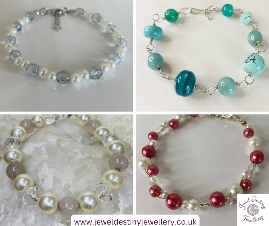 Handmade beaded bracelets made by repurposing beads
