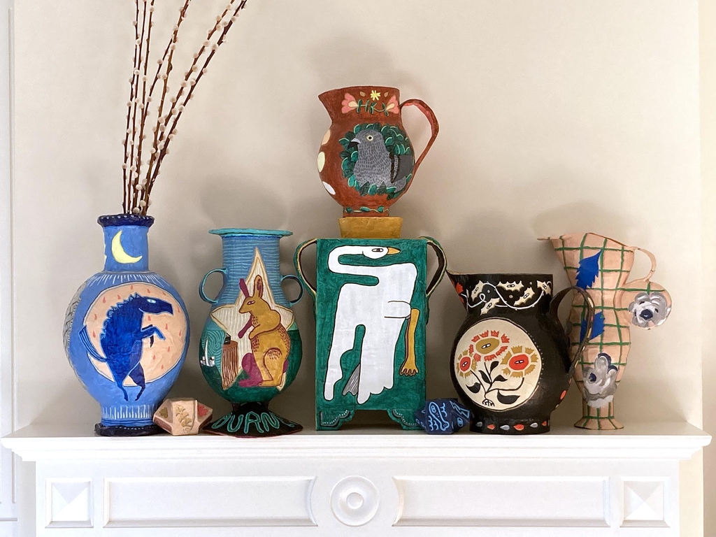 Collection of Papier-Maché vessels