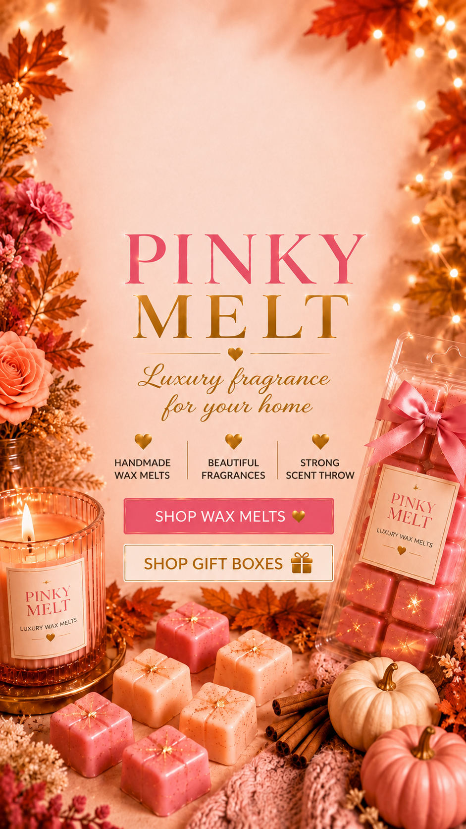 Pinky Melt luxury autumn wax melts – handmade scented wax melts