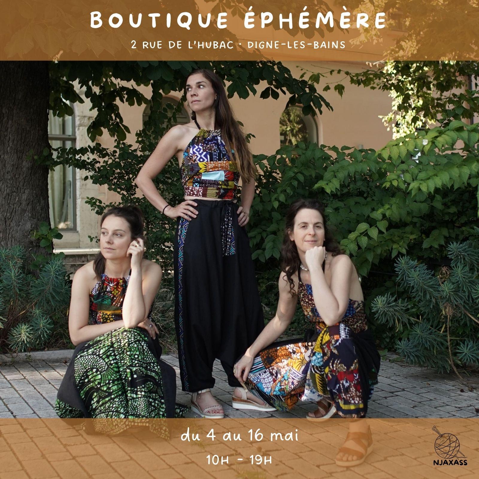 Boutique éphémère : plongez dans l'univers métissé de NJAXASS et découvrez le temps d'une semaine ses créations écoresponsables, colorées et inspirées du voyage.