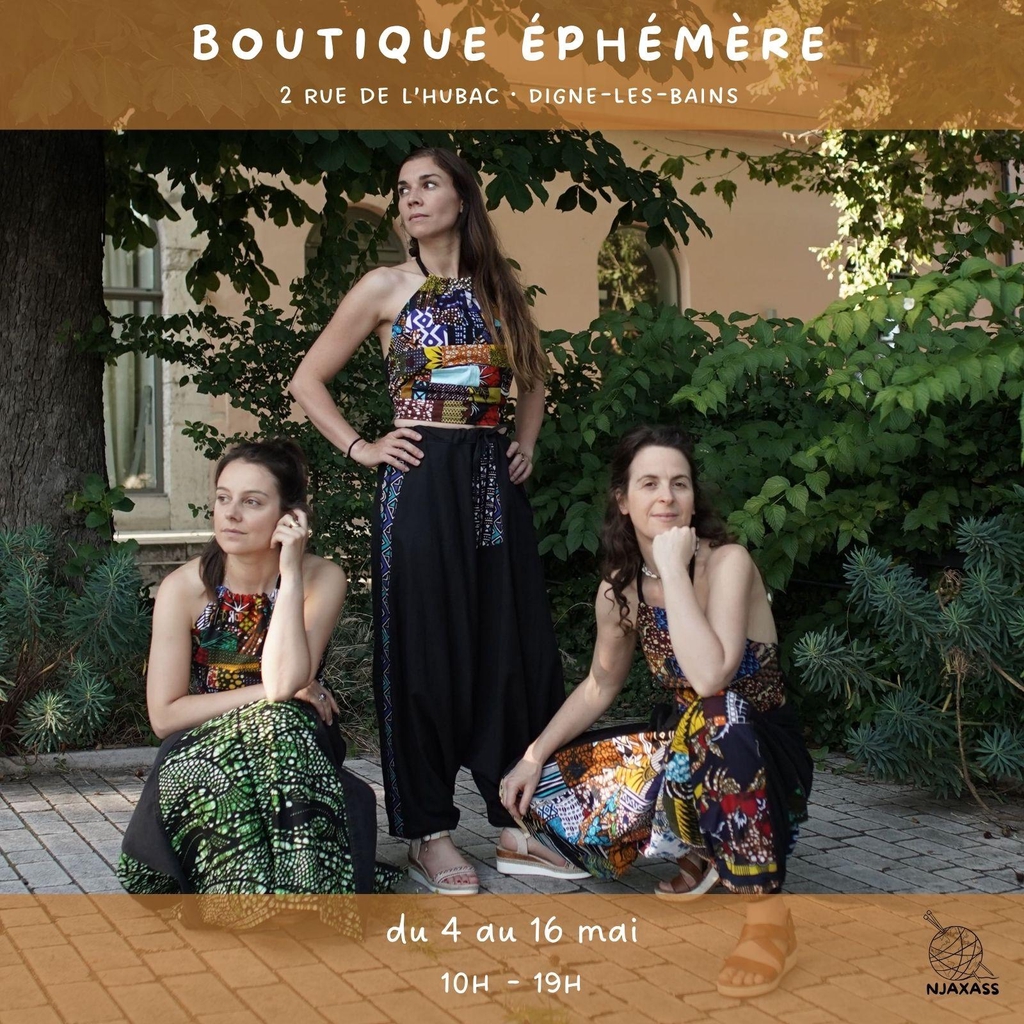 Boutique éphémère : plongez dans l'univers métissé de NJAXASS et découvrez le temps d'une semaine ses créations écoresponsables, colorées et inspirées du voyage.