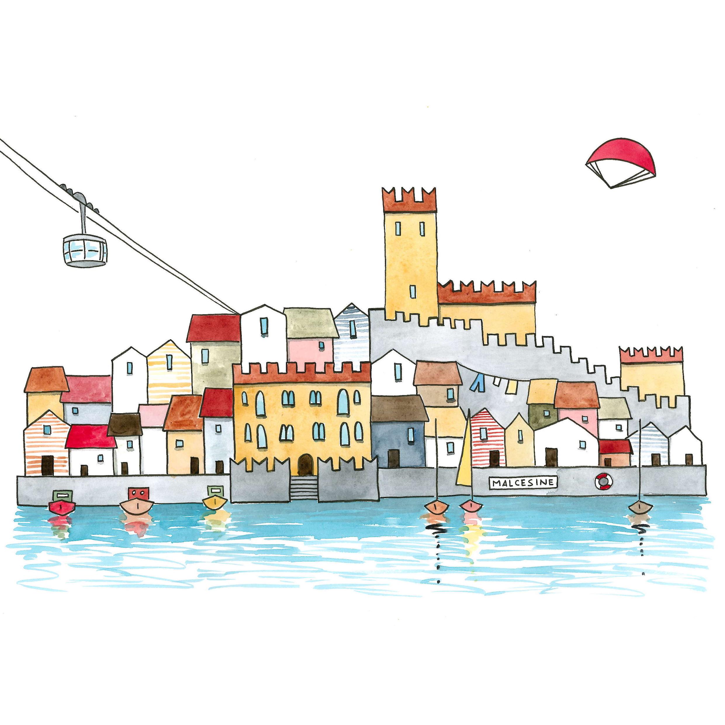 Discover the ChildLake series: playful, original watercolors of Lake Garda by Italian artist Valentina Torboli Rapetti. Unique and hand-signed.