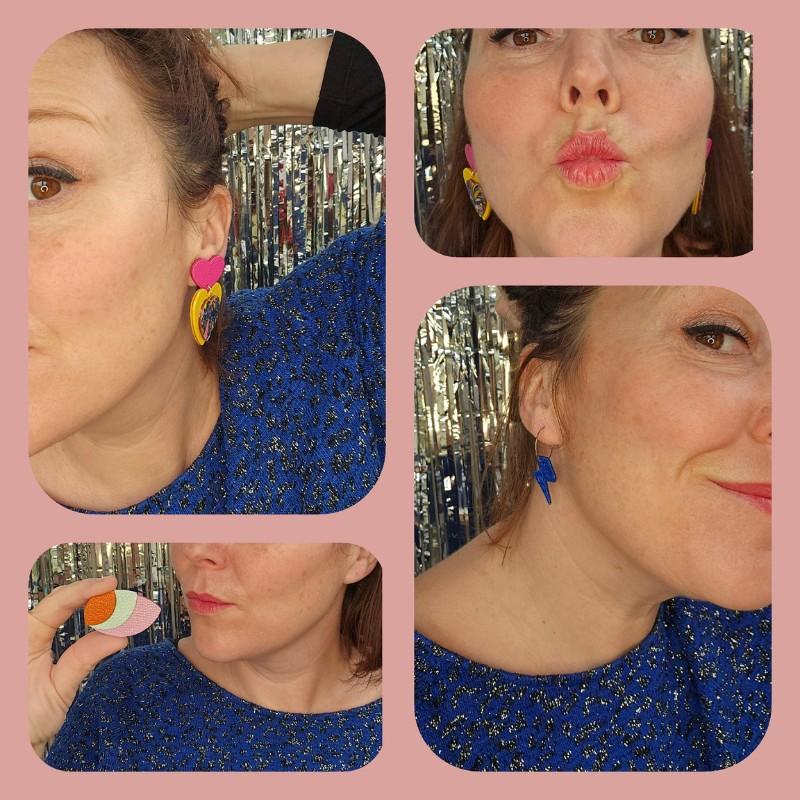 Une diversité de boucles d'oreilles colorées et de broches !