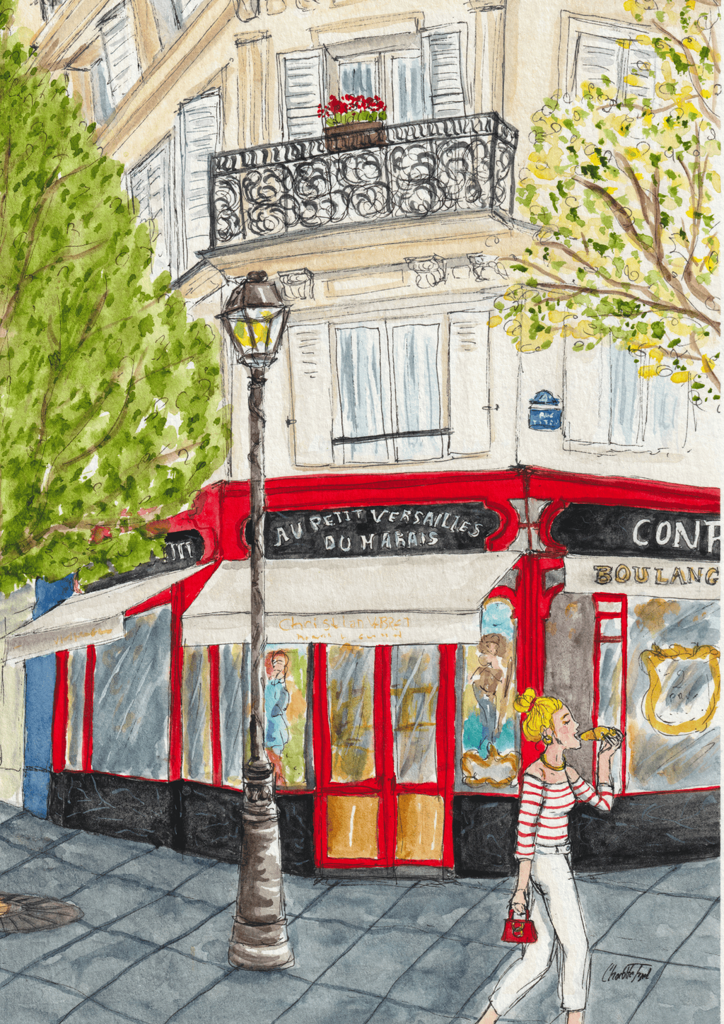 aquarelles orginales, narration illustrée, des aquarelles représentant des instants de vie, des balades parisiennes, des pâtisseries, des lieux de vie, des moments cosy illustrés