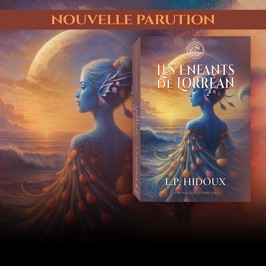 Couverture du roman Les Enfants de Lorréan, tome 2 des Chroniques d’Arcanis, saga fantasy poétique de L.P. Hidoux