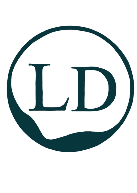 Lillington Design logo is a dark green circle, with a capital L and D in the middle. 