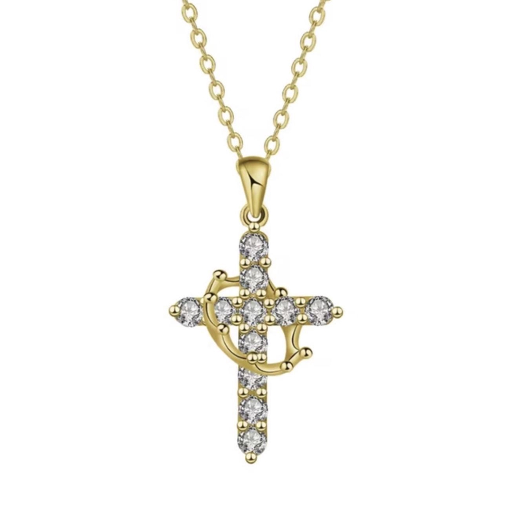 Colliers chrétiens avec croix simple en acier inoxydable et plaqué or by Los Santos Jewelry