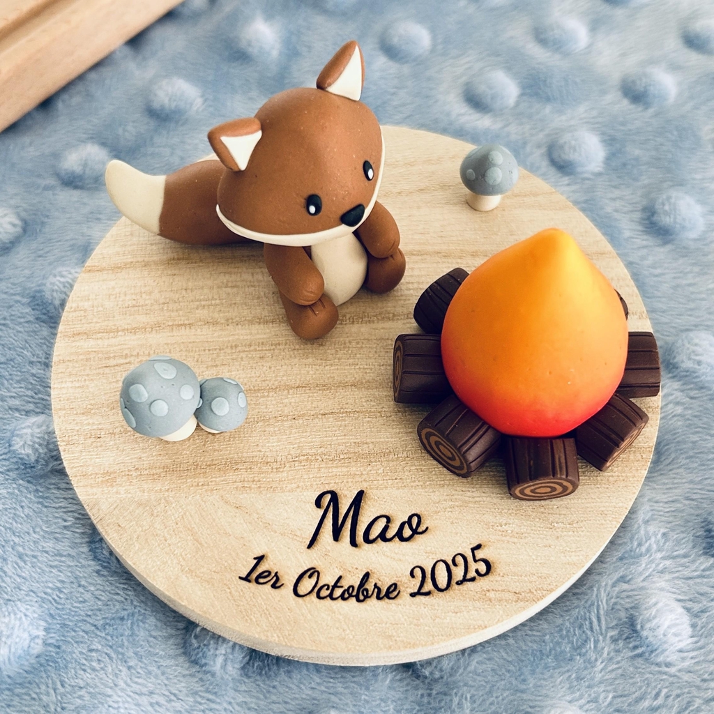 veilleuse personnalisée renard feu de bois fôret cadeau naissance