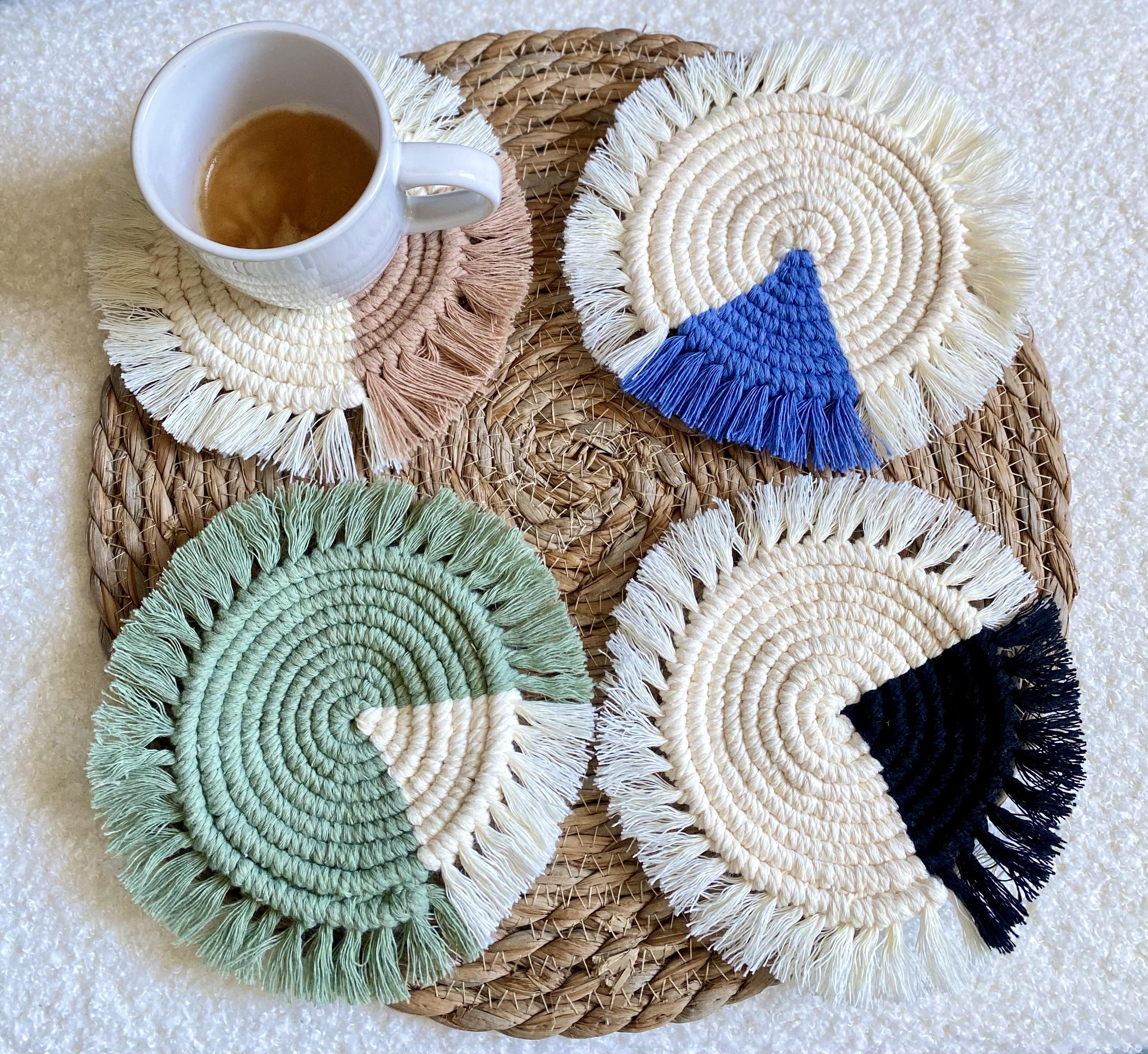 Dessous de verre en macramé faits main – décoration de table bohème et artisanale signée #Marianelya