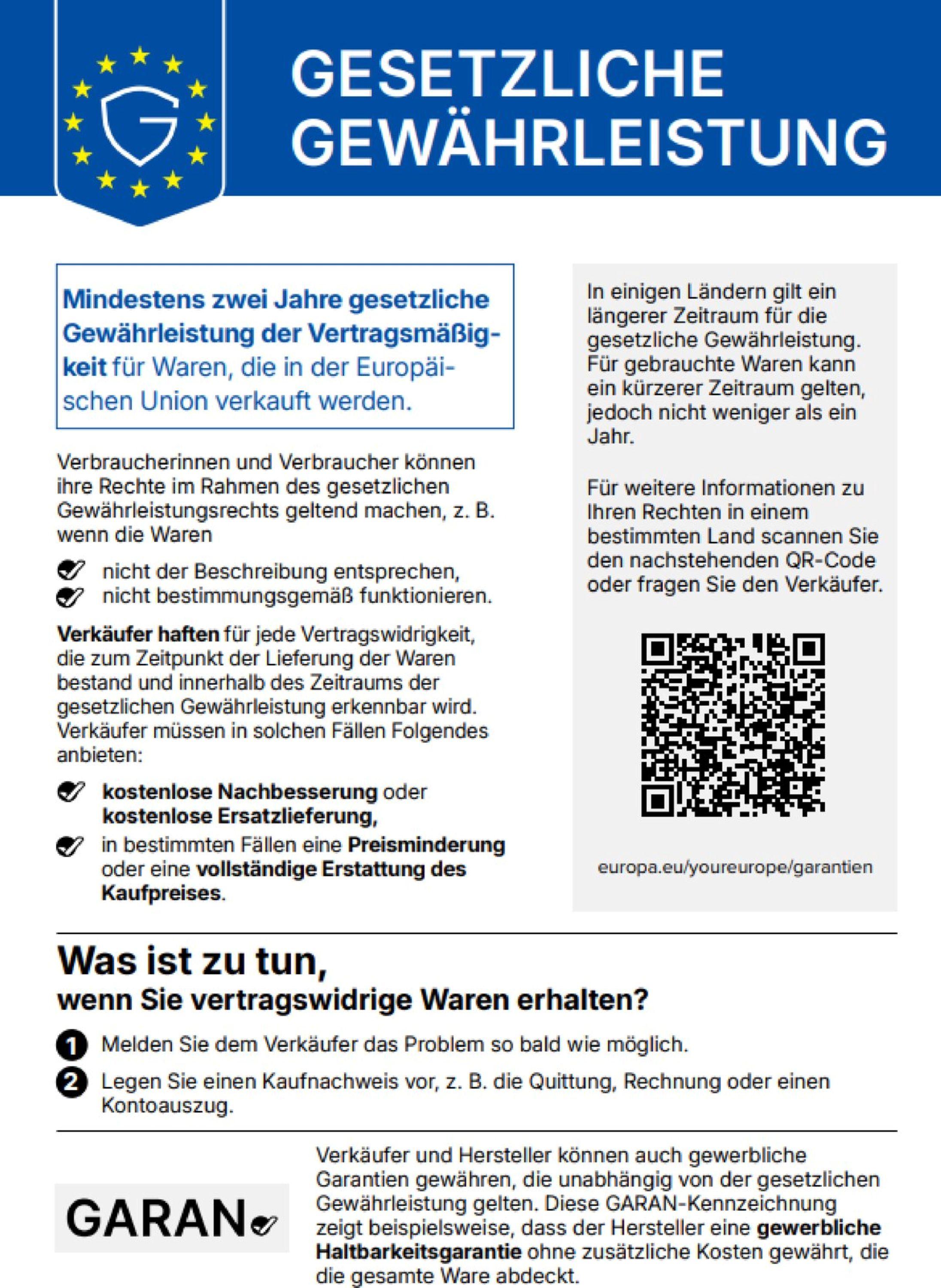 gesetzliche Gewährleistung: Ihre Rechte bei Mängeln – gesetzliche Fristen, Anspruchsvoraussetzungen und Link
