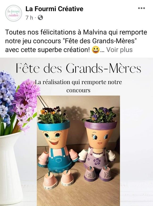 Création artisanale gagnante concours Fête des Grands-Mères - Les Ré-Créations de Mina.
