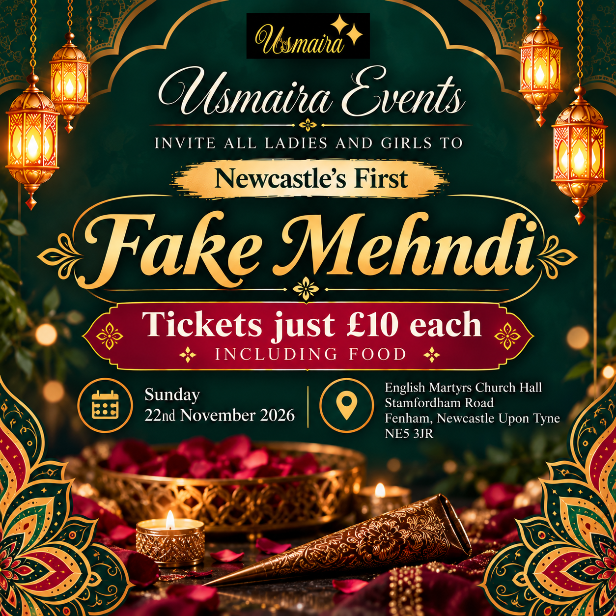 Tickets for Newcastle's first fake mehndi