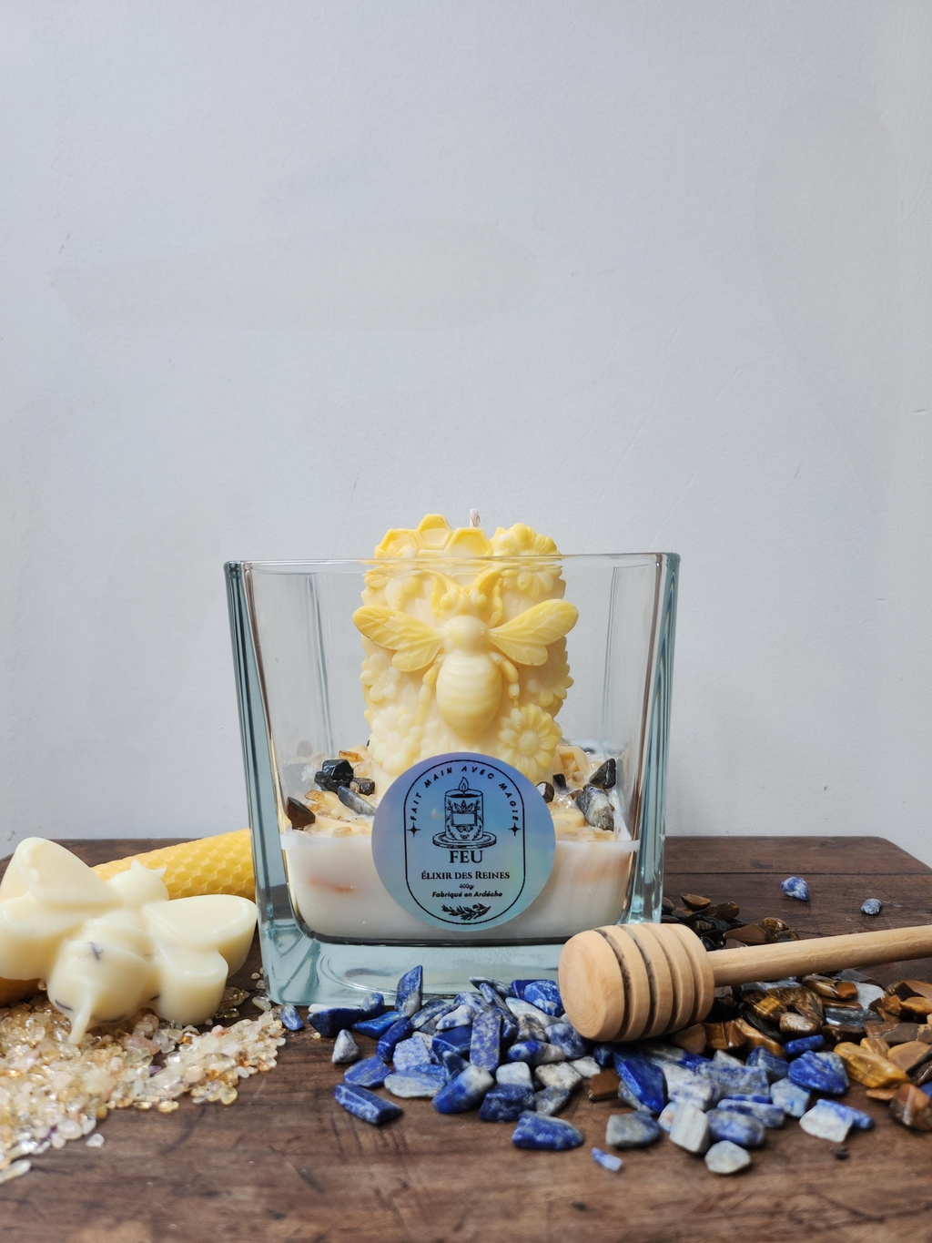 Bougies parfumées design moulé abeilles miel cire