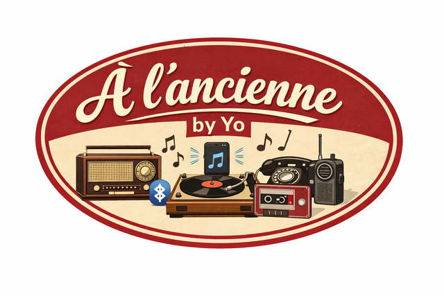Objets vintage connectés, téléphones, radios, électrophones de collection transformés en enceinte bluetooth.