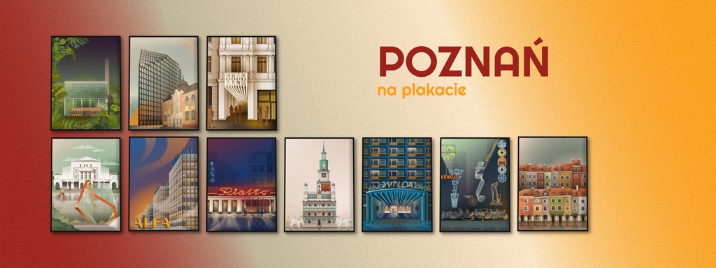 Kolekcja autorskich plakatów i grafik architektonicznych przedstawiających Poznań autorstwa Konrada Kunca.