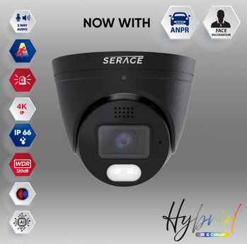 Serage 8MP 4K Hybrid Premium Smart Turret Camera SRPDNC8FSAIB with 2.8 mm fixed lens, ideal for home or business surveillance