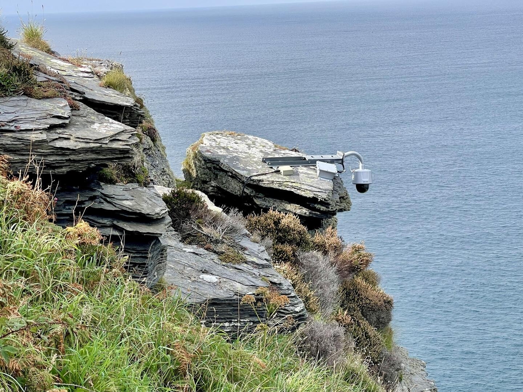 Image of a Stainless Steel HikVision Pan Tilt & Zoom Camera on the North Cornish Coastline