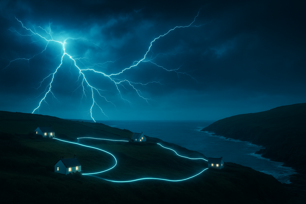 Here is an image displaying lighting fast Ultra Quick Fibre Broadband in Cornwall's remote hamlets and villages