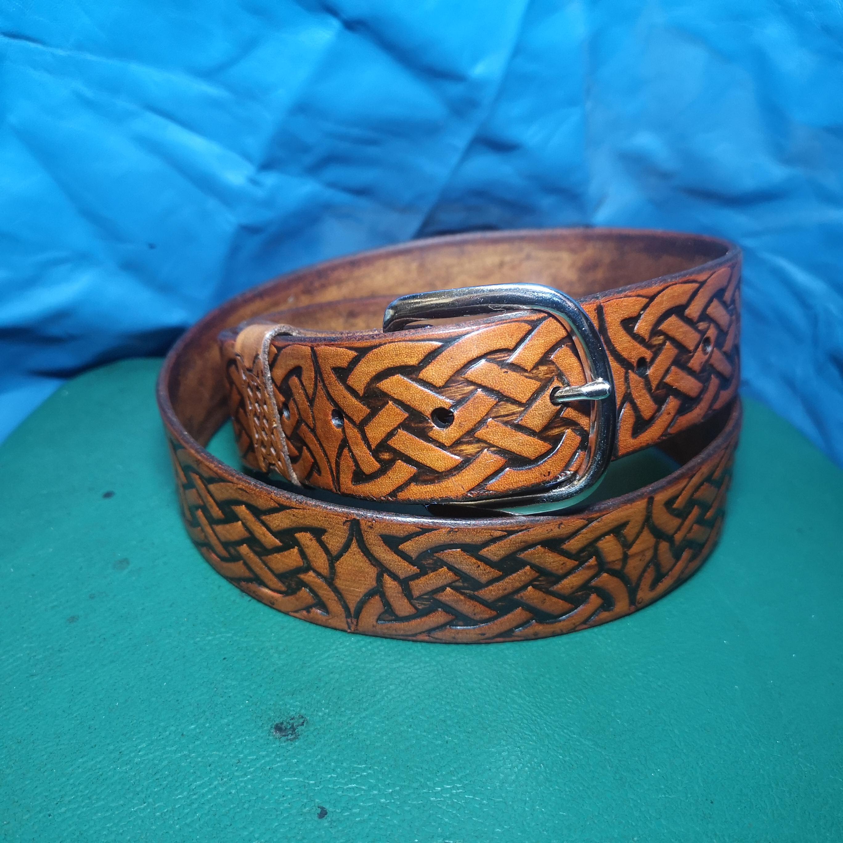 Alice Knot Embossed Belt Medium Brown 1.5" (38mm)