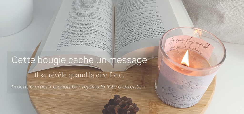Bougie artisanale parfumée L&E Lueur et Émotion - bougie mantra fleur de cire message caché.