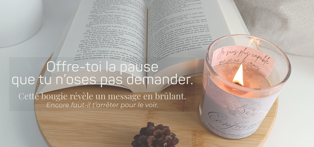 Bougie artisanale parfumée L&E Lueur et Émotion - bougie mantra fleur de cire message caché.