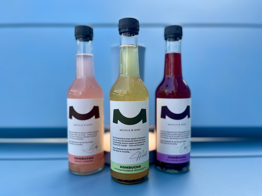 Drei Sorten Melville & Moby Kombucha