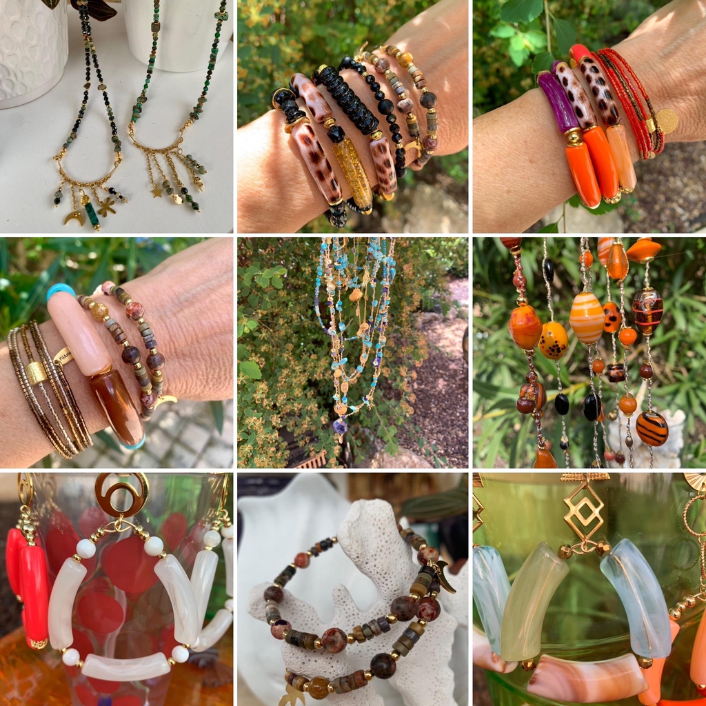 Des bijoux dans l’air du temps, à l’esprit bohème chic, Uniques, en pierres fines ou fantaisies 🌸