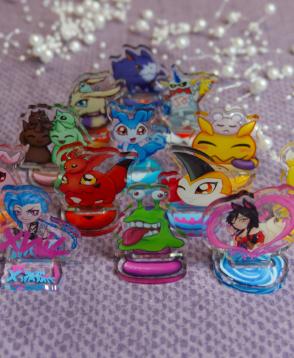 small acrylic standees for decoration and as token for TCG choose of your favorite digimon and league of legends riftbound champion