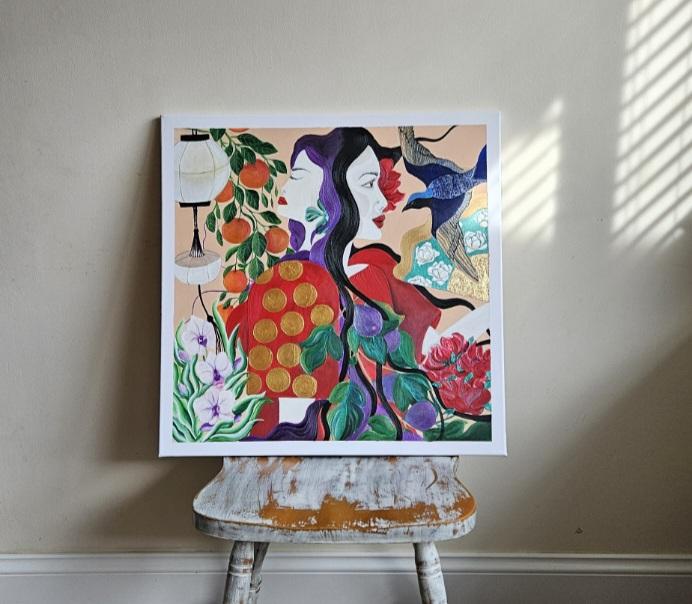 Janus Femme - an Original Art Painting by Jackie Florida
